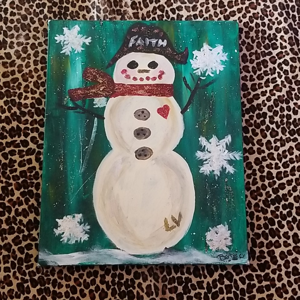SALE! Whimsical Snowman Canvas